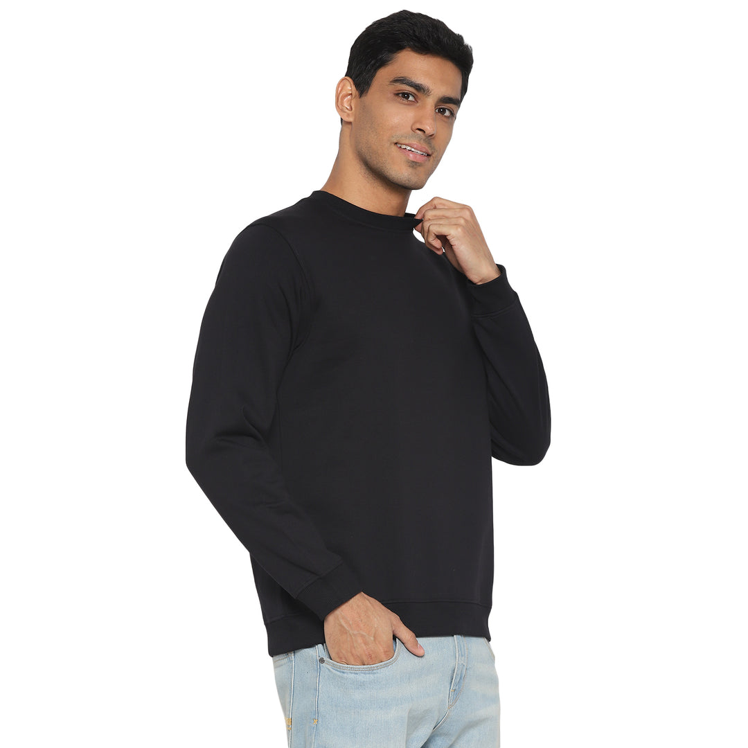 Round Neck Sweatshirt For Men - Jet Black