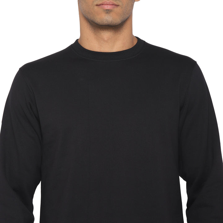 Round Neck Sweatshirt For Men - Jet Black