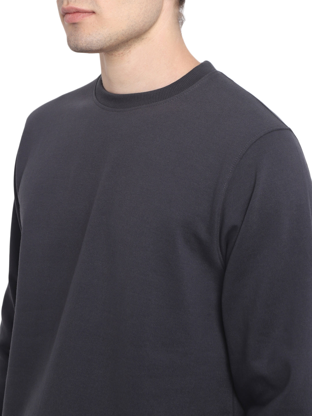 Round Neck Sweatshirt For Men - Carbon