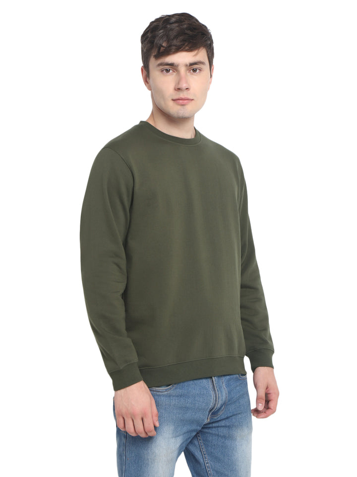 Round Neck Sweatshirt For Men - Dark Olive