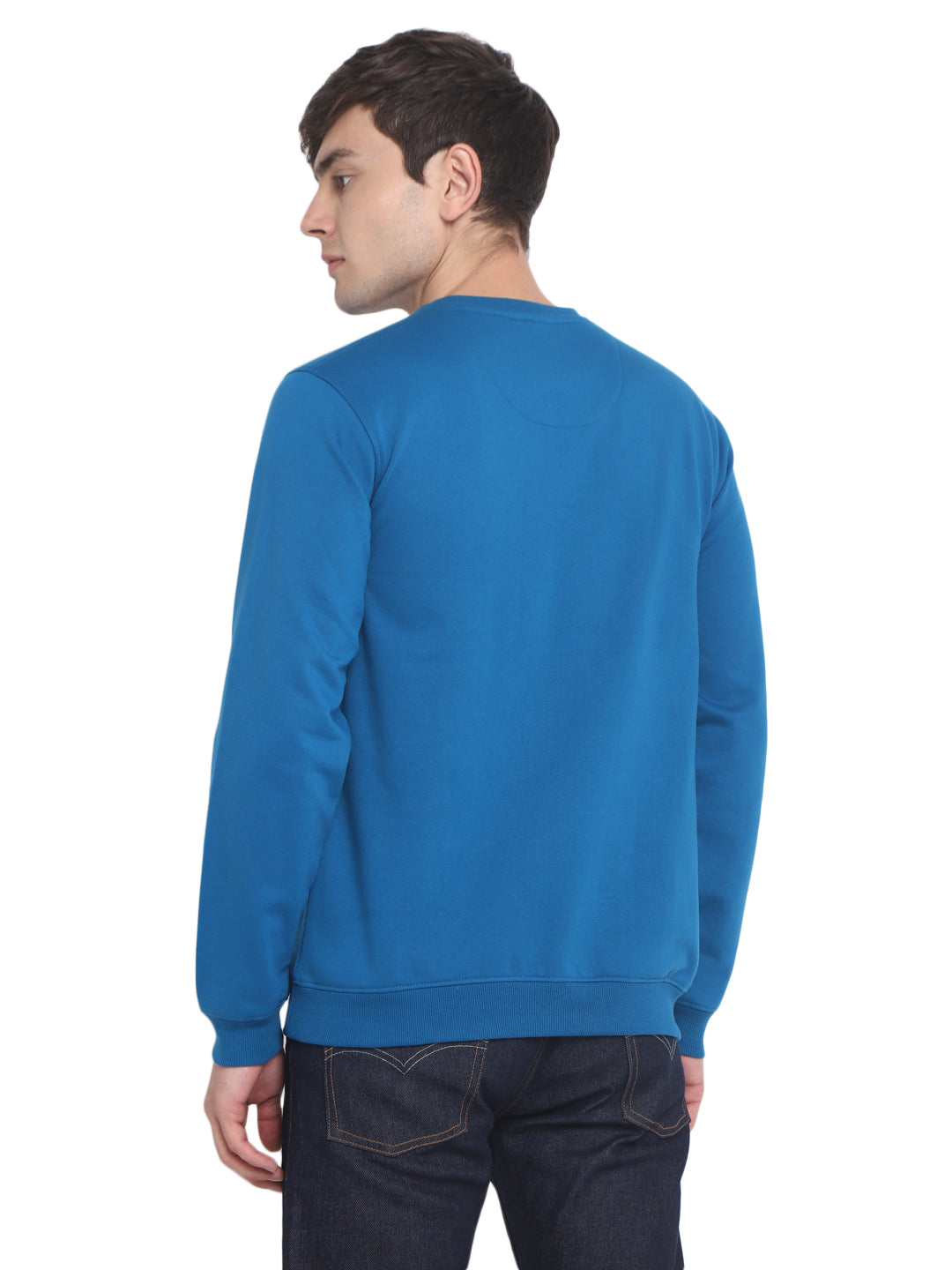Round Neck Sweatshirt For Men - Mykonos Blue