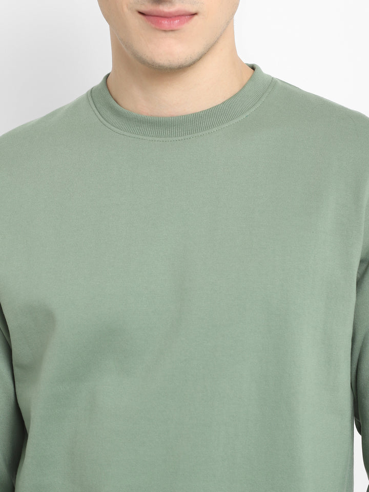 Round Neck Sweatshirt For Men - Hedge Green