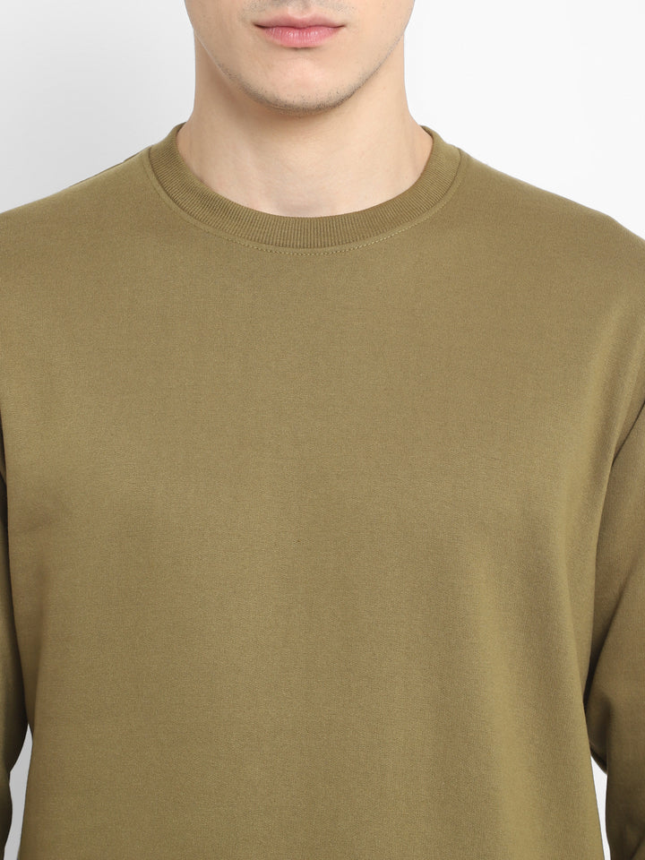 Round Neck Sweatshirt For Men - Martini Olive