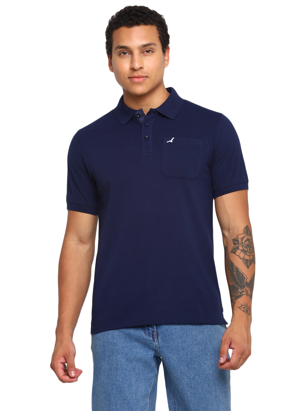 Polo Collar T-Shirt for Men with Pocket - Navy Blue