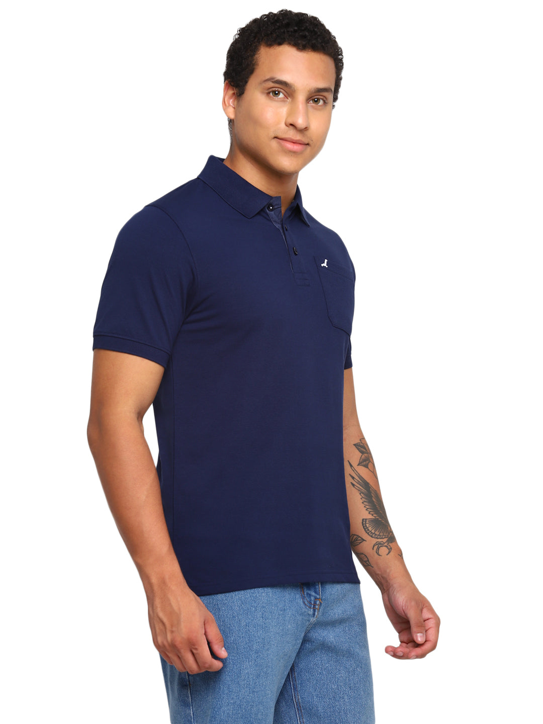 Polo Collar T-Shirt for Men with Pocket - Navy Blue
