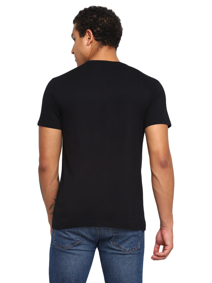 100% Cotton Round Neck T-Shirt for Men Regular Fit - Black
