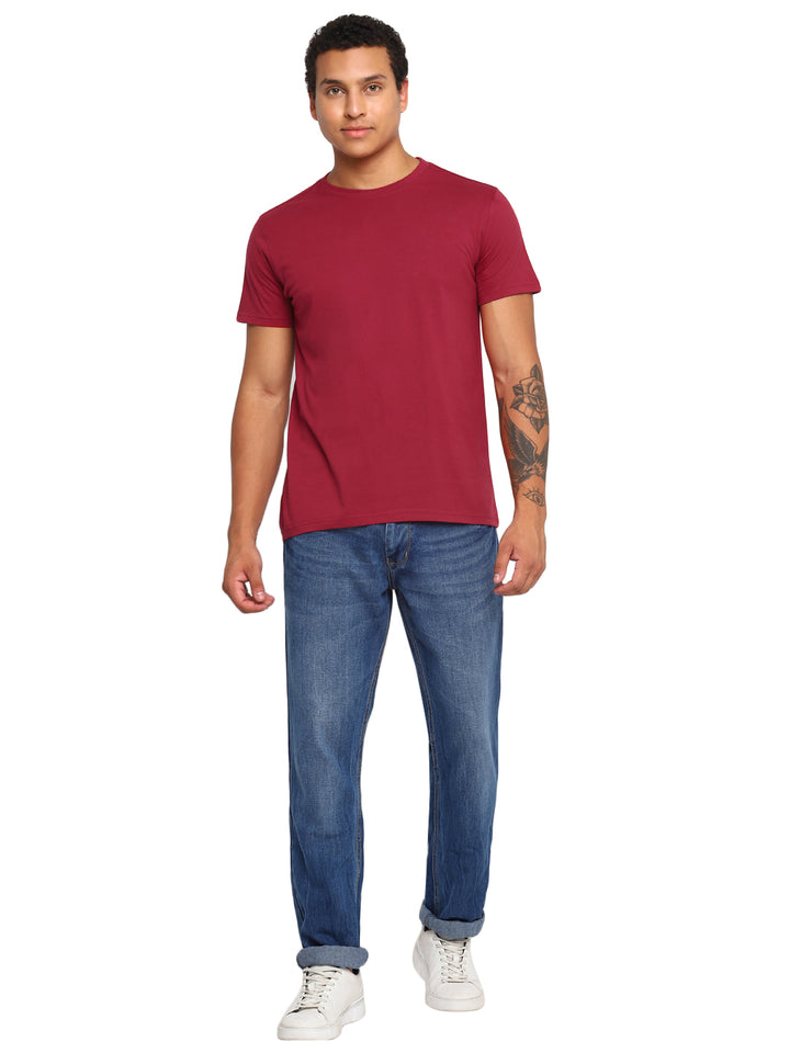 100% Cotton Round Neck T-Shirt for Men Regular Fit - Rio Red