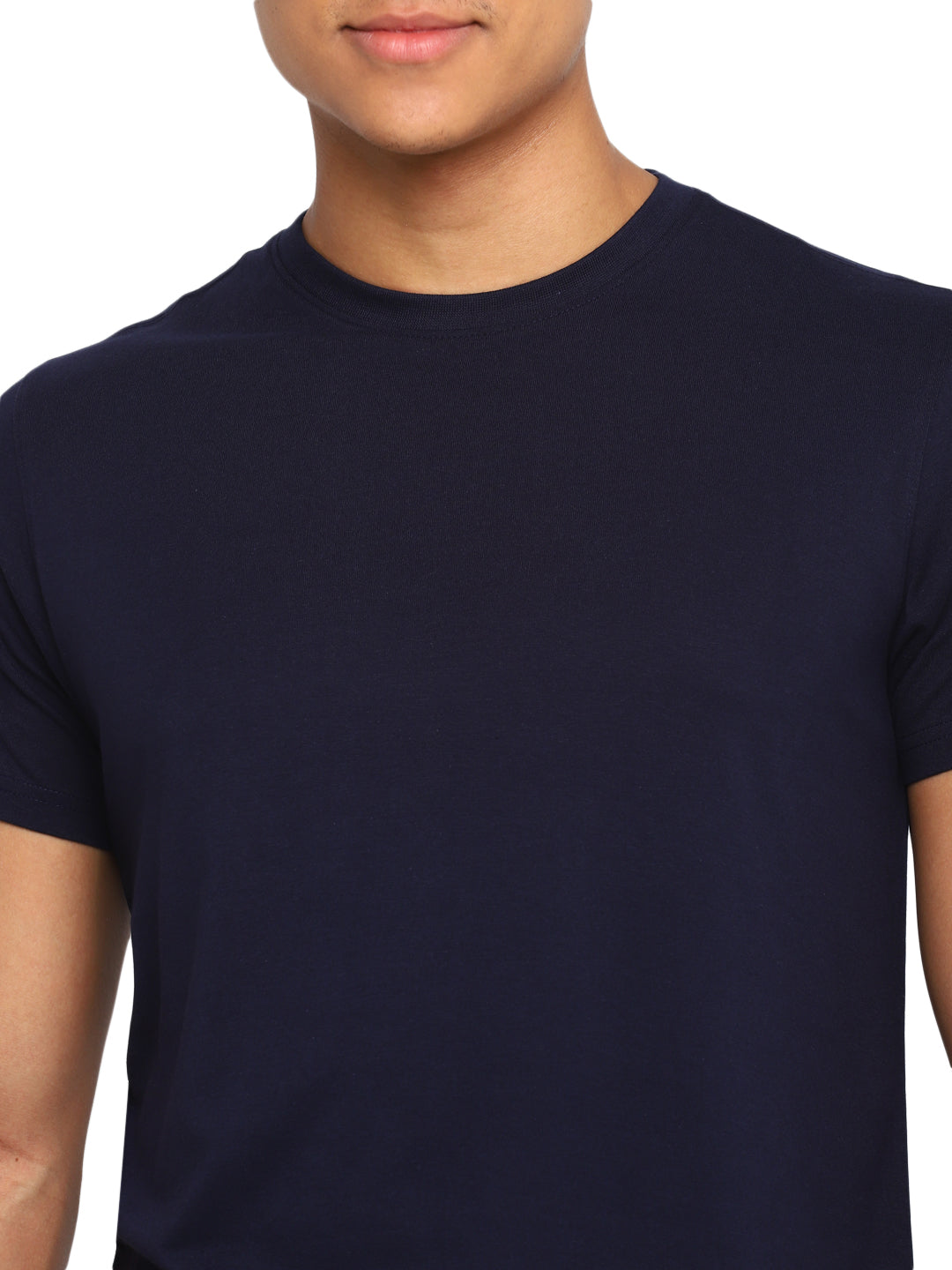 100% Cotton Round Neck T-Shirt for Men Regular Fit - Navy