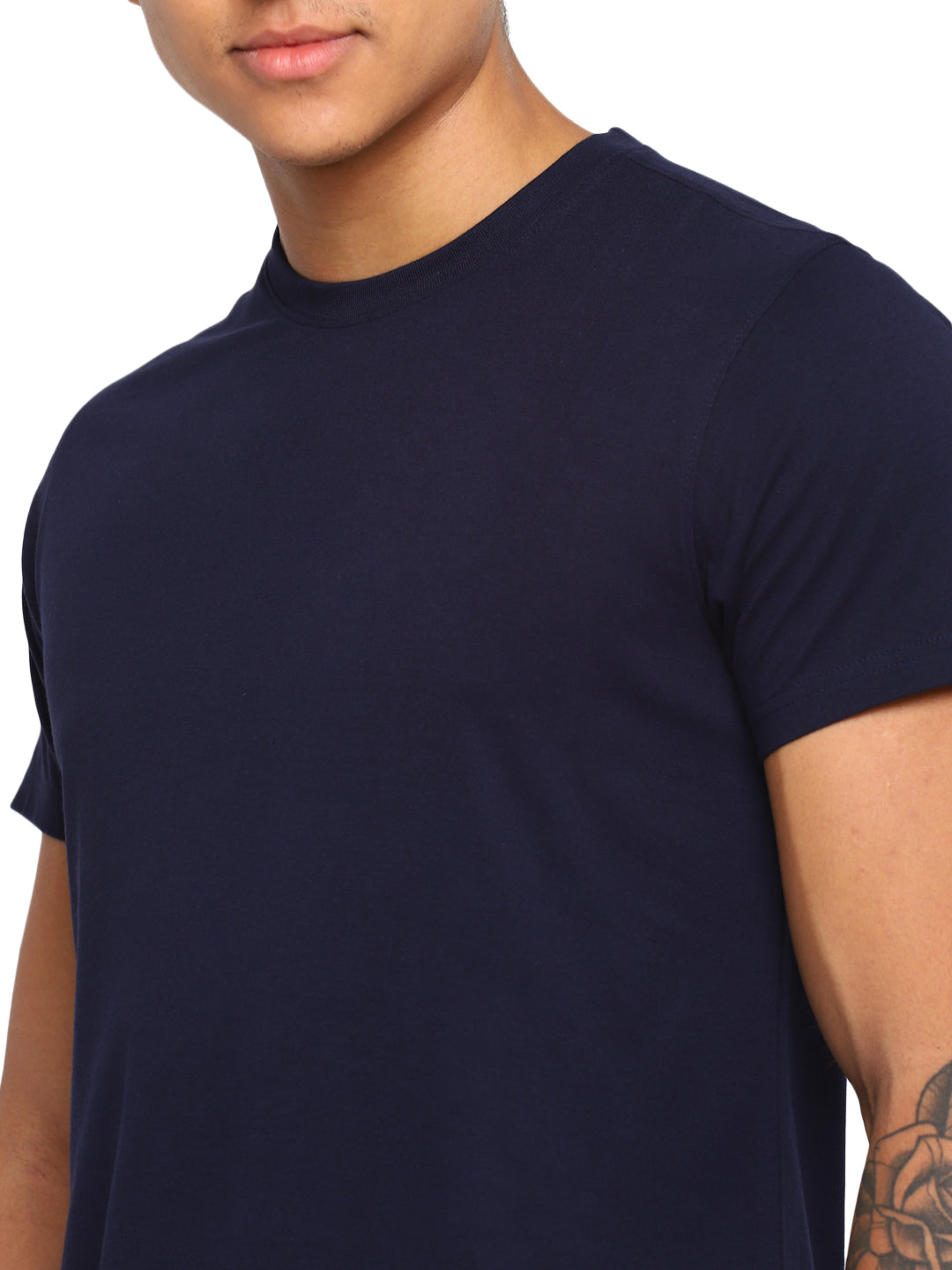 100% Cotton Round Neck T-Shirt for Men Regular Fit - Navy