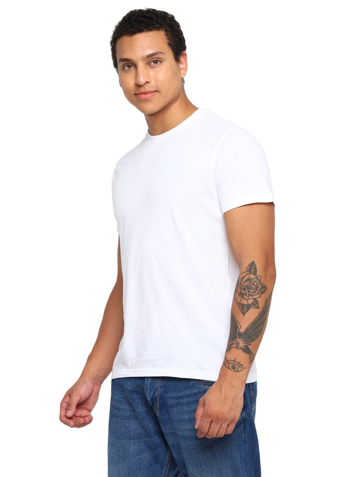 100% Cotton Round Neck T-Shirt for Men Regular Fit - White