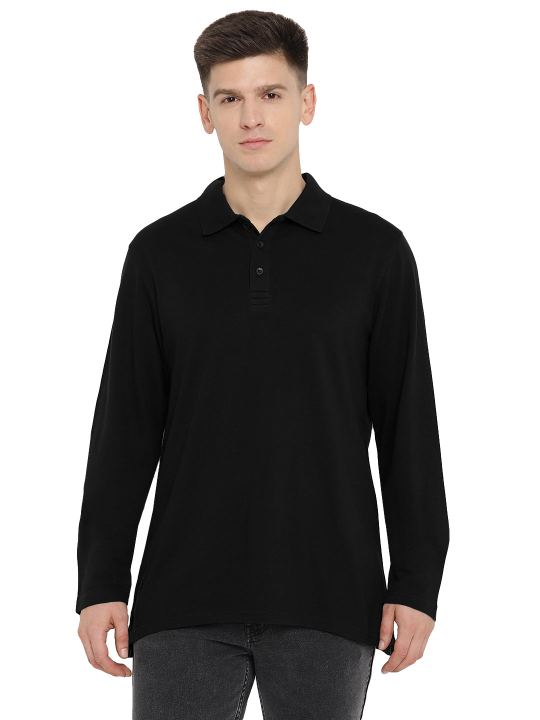 Full Sleeves Supima Cotton Men's Polo Collar T-Shirt - AC742