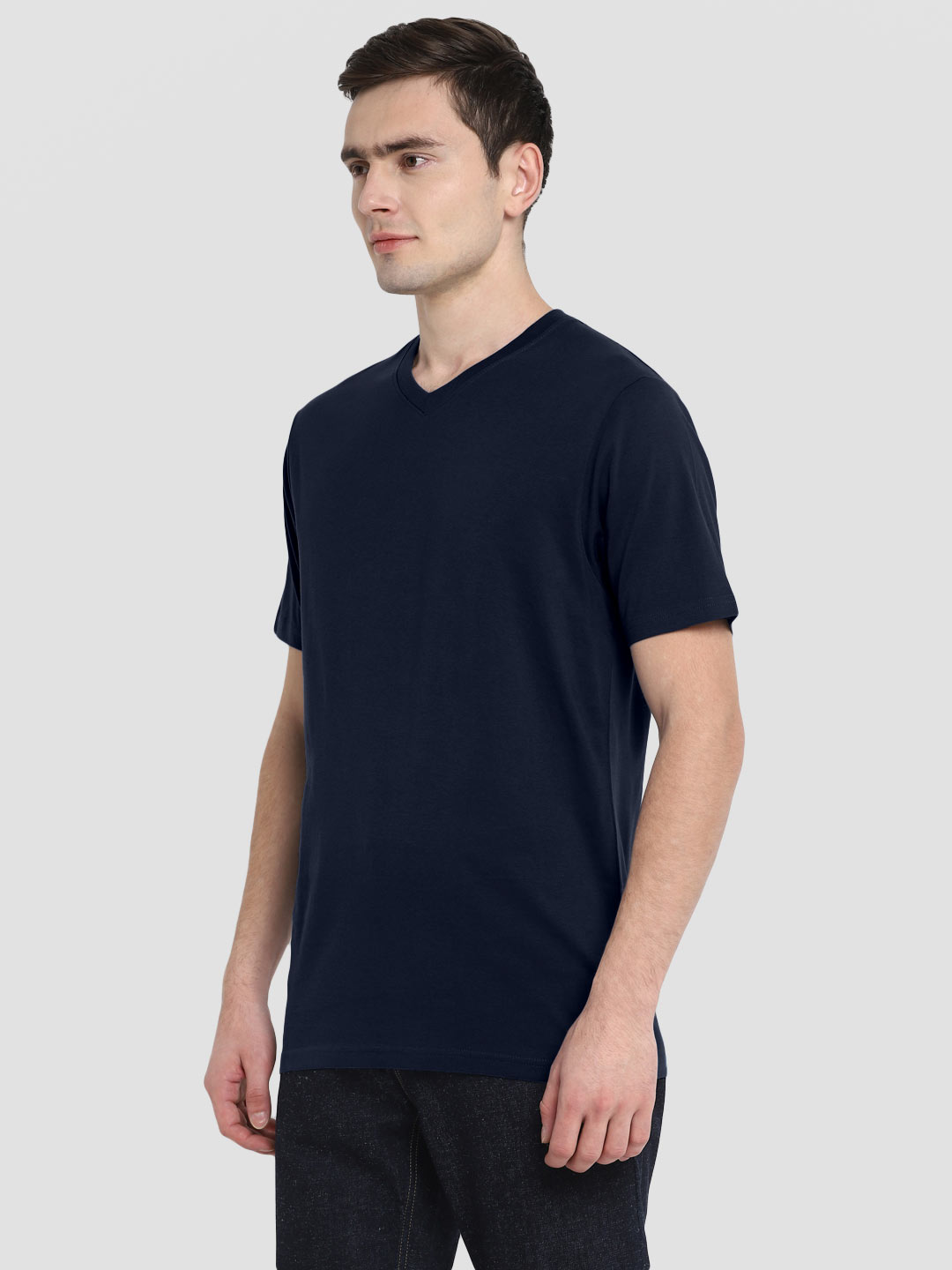 Supima Cotton V Neck T-Shirt for Men - Navy Blue