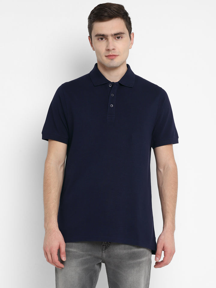 Supima Cotton Polo Collar T-Shirt for Men - Navy Blue