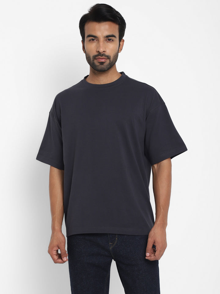 100% Cotton Oversize Round Neck T-Shirt - Carbon grey