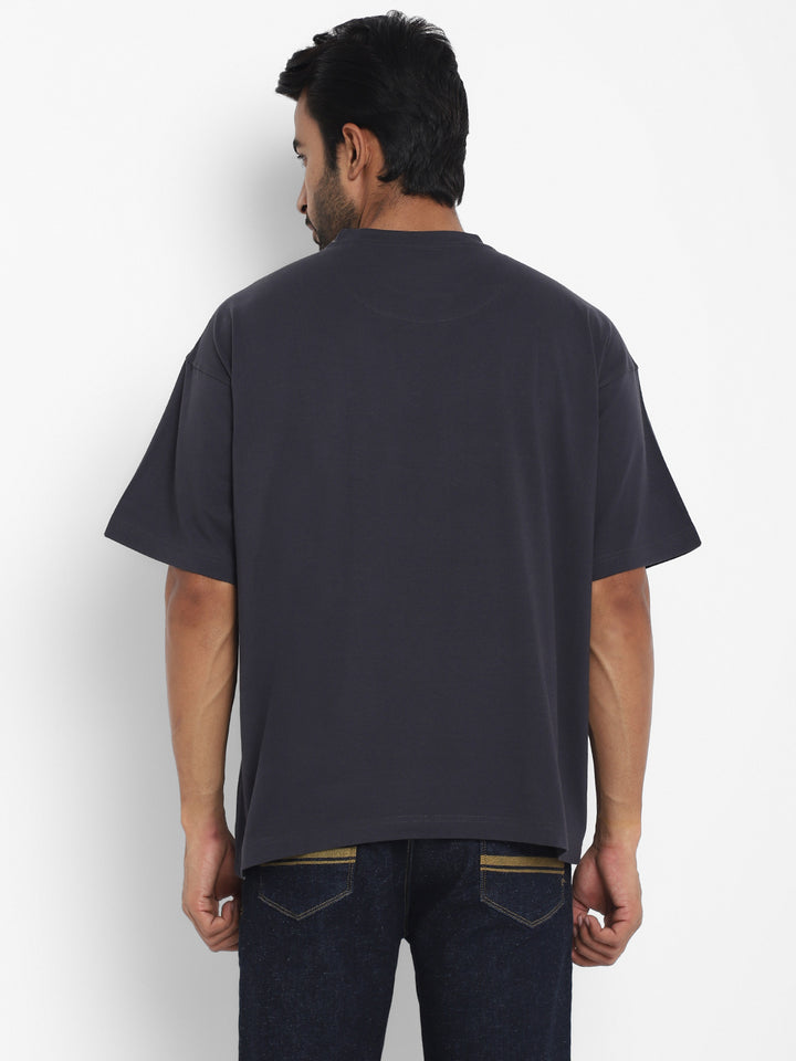 100% Cotton Oversize Round Neck T-Shirt - Carbon grey