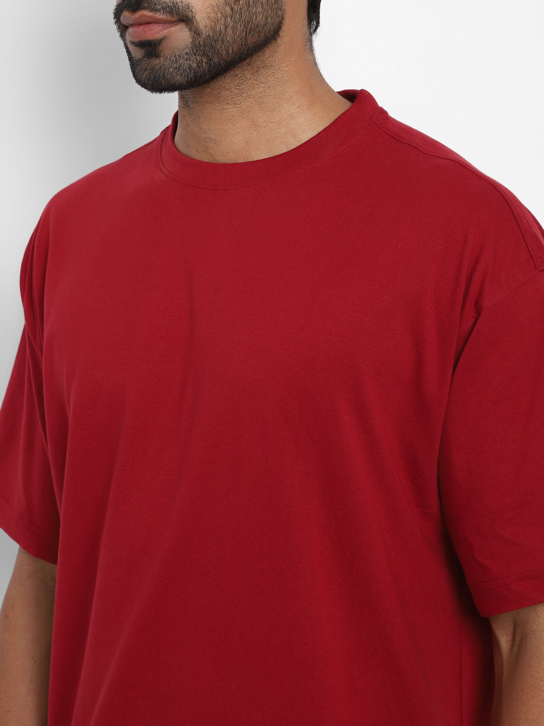 100% Cotton Oversize Round Neck T-Shirt - Rio Red