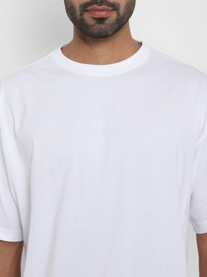 100% Cotton Oversize Round Neck T-Shirt - White