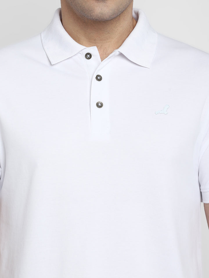 Polo Collar T-Shirt for Men - White TwinTex 50 Cotton 50 Poly