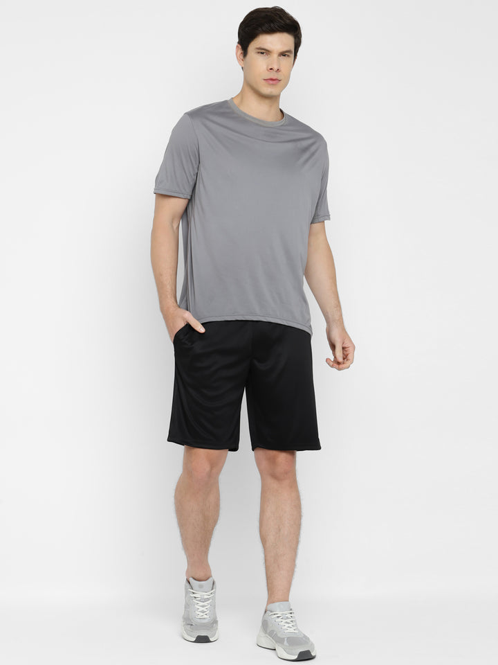 Sports Shorts for Men with Side Pockets - Black
