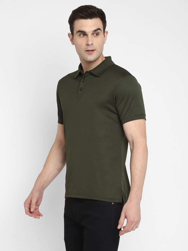 Polo Collar T-Shirt for Men - Dark Olive