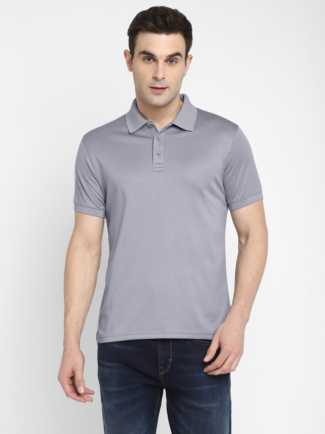 Polo Collar T-Shirt for Men - Steel Grey