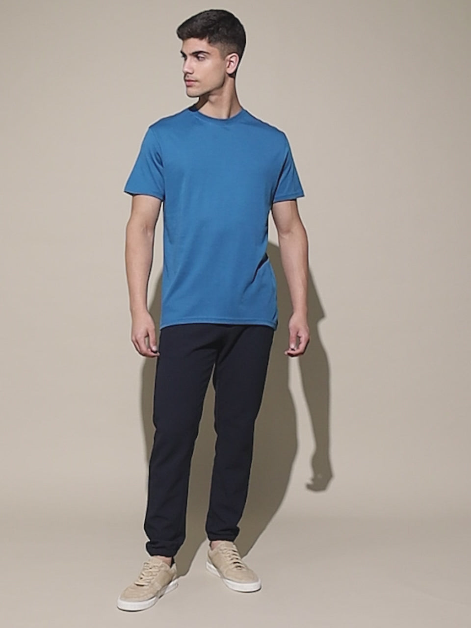 Supima Cotton Round Neck T-Shirt for Men - Sea Blue