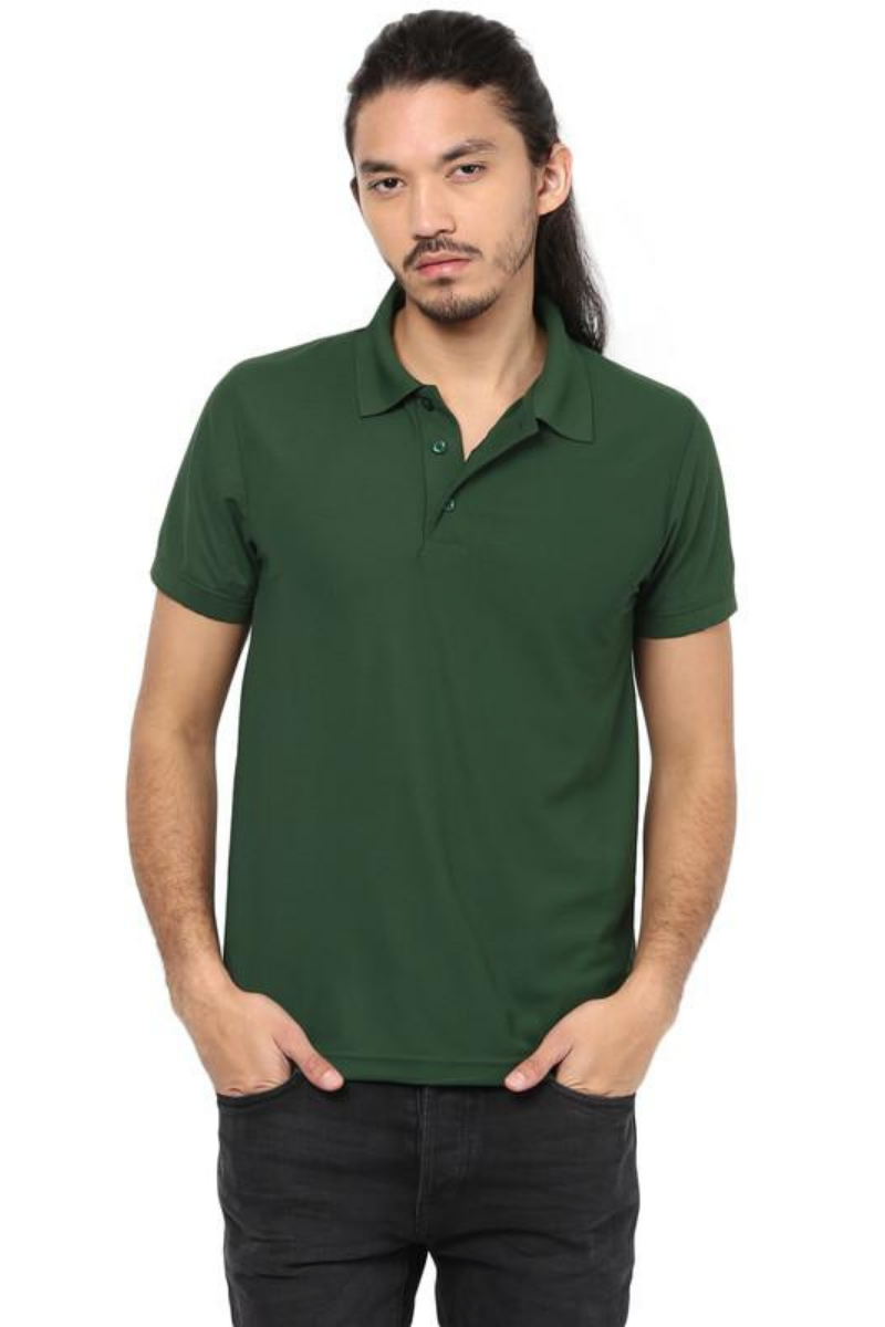 Men's Polo Collar T-Shirt - Dark Green
