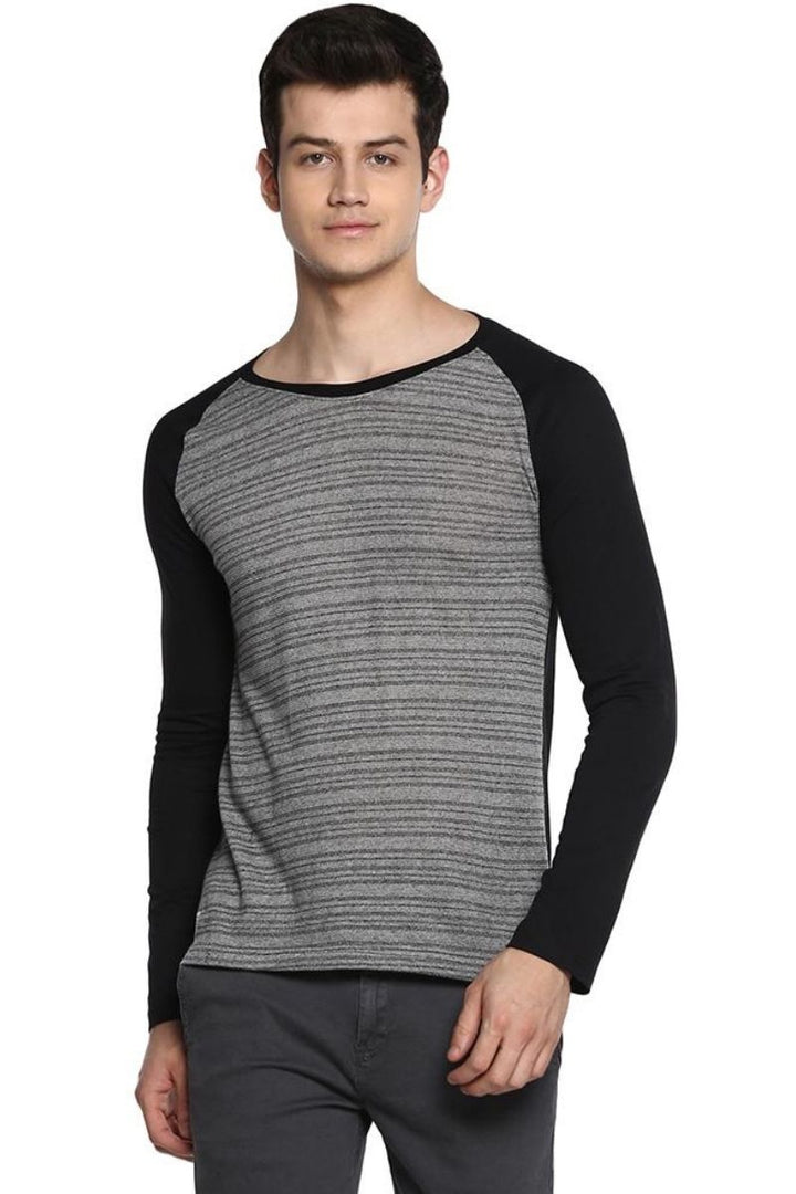 Men's Round Neck T-Shirt - Black & Grey Grindle (Clearance - No Exchange No Return)