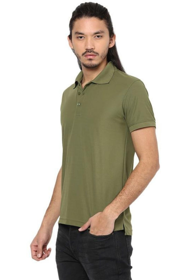 Men's Polo Collar T-Shirt - Moss Green
