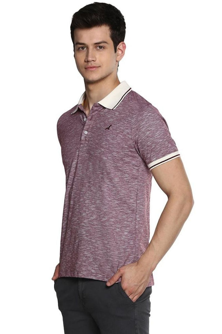 Men's Polo Collar T-Shirt - Purple & White
