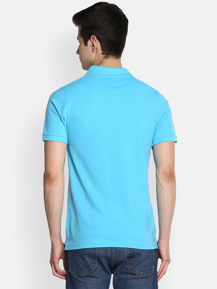 Men's Polo Collar T-Shirt - Aqua Blue