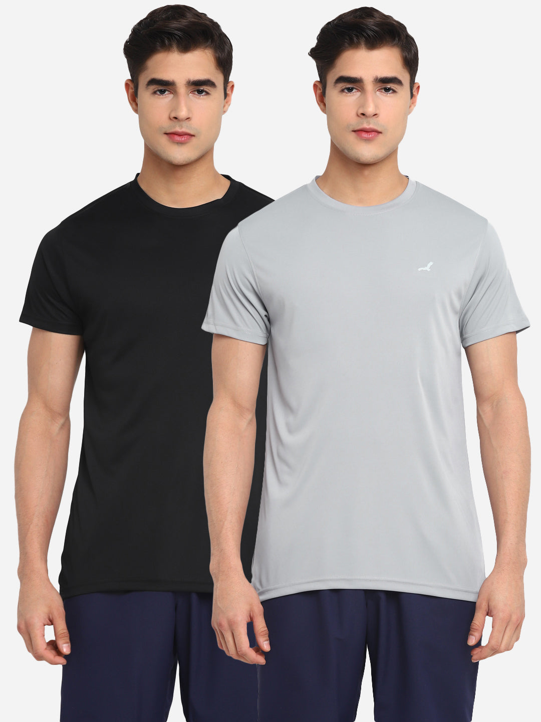 Sports Kooltex Round Neck T-Shirts for Men Pack of 2 - Black & Grey