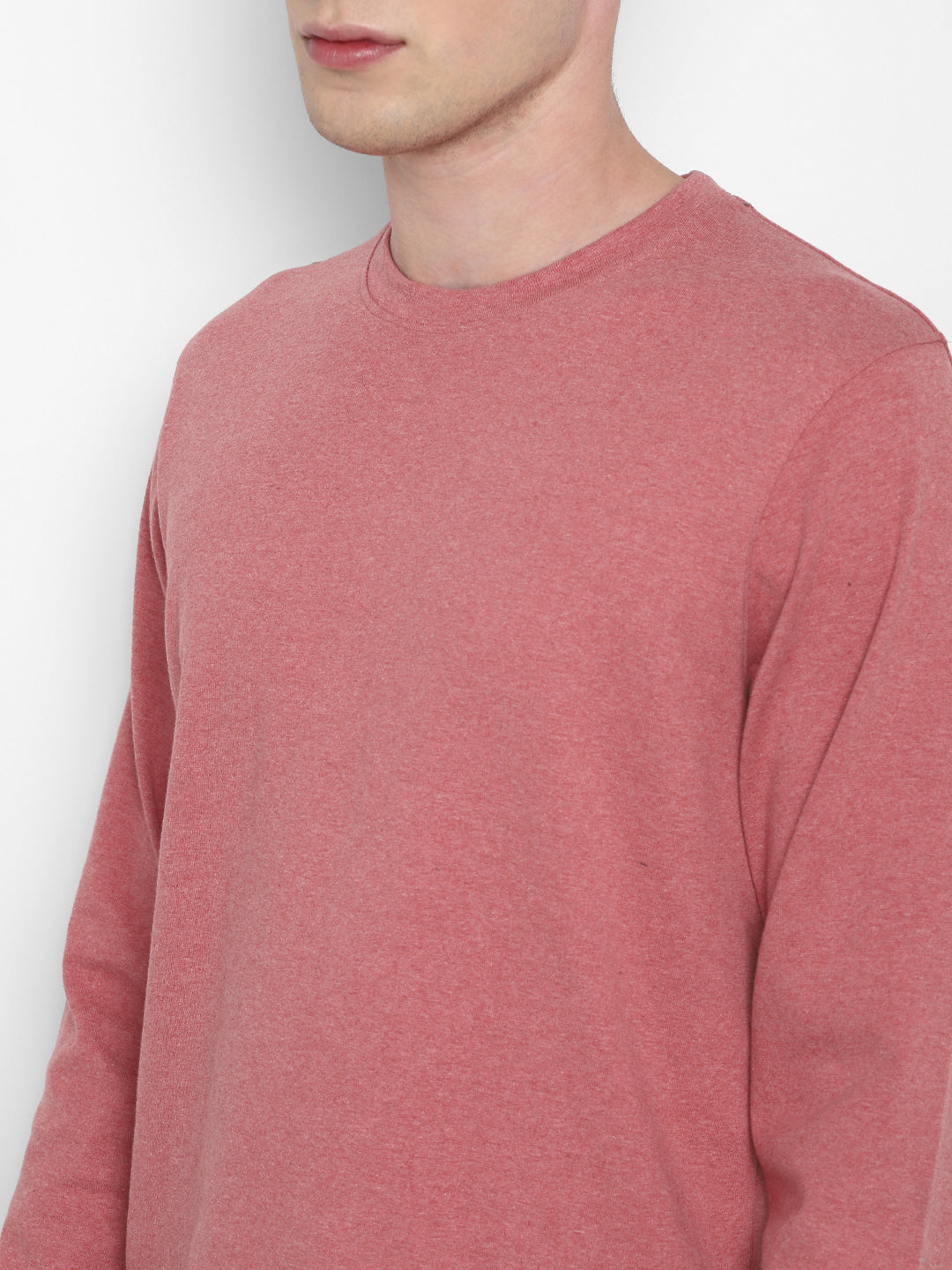 Extra Thick Winter Round Neck Cotton T-Shirt For Men - Red Melange