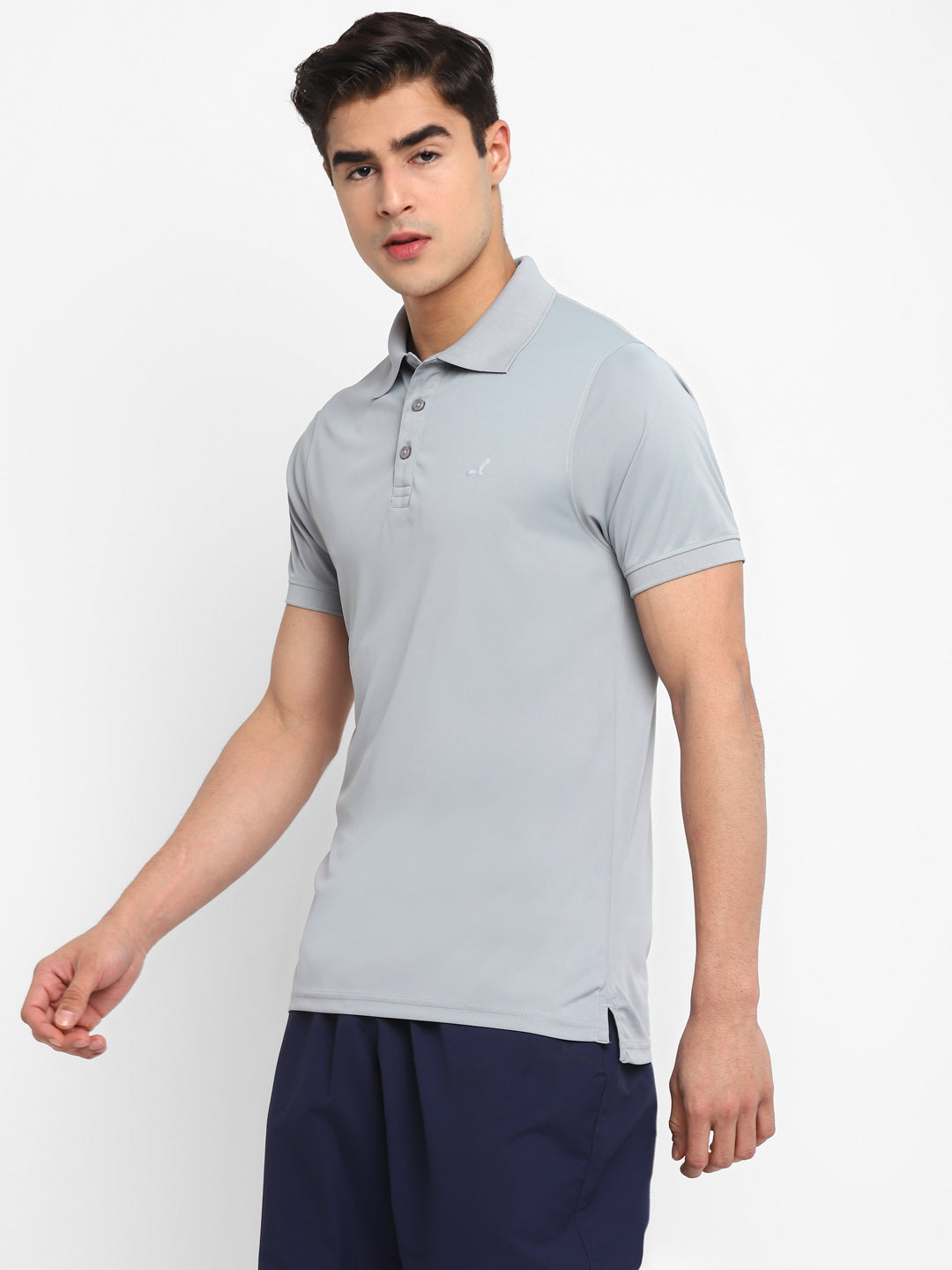 Kooltex Sports Polo T-Shirts For Men with Reflective Details - Light Grey