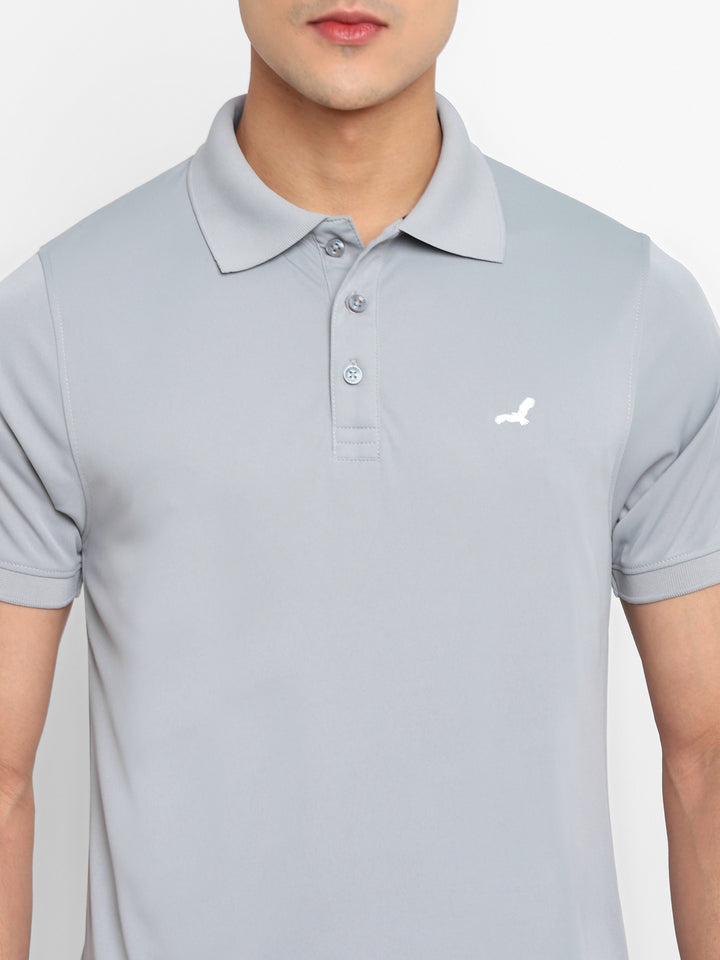Kooltex Sports Polo T-Shirts For Men with Reflective Details - Light Grey