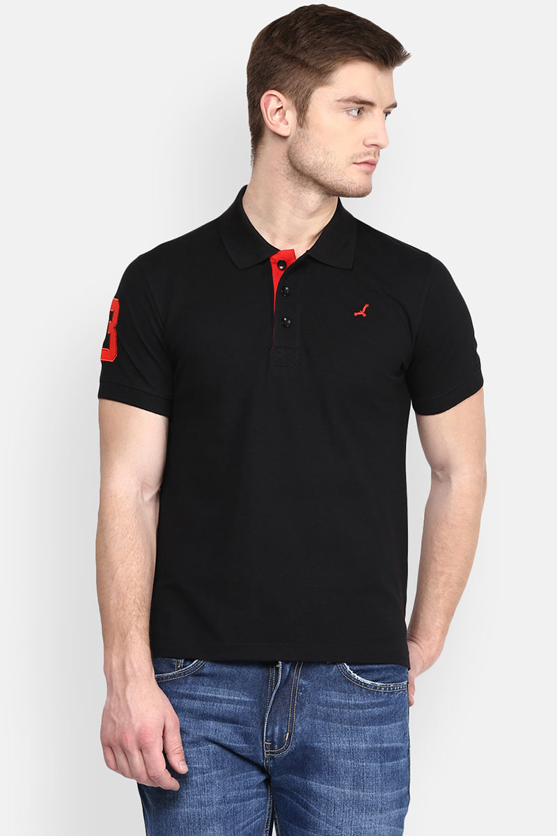 American Men's Polo Collar Black Sleeve T-Shirt | Buy online – American Store