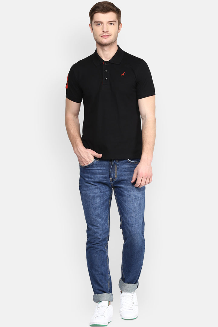Men's Polo Collar T-Shirt - Black