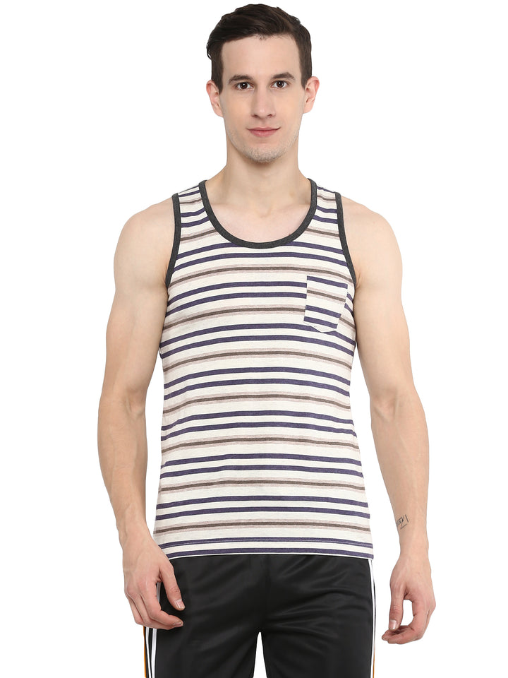 Men's Striped Sports Sleeveless Vest - MultiColor (Clearance - No Exchange No Return)