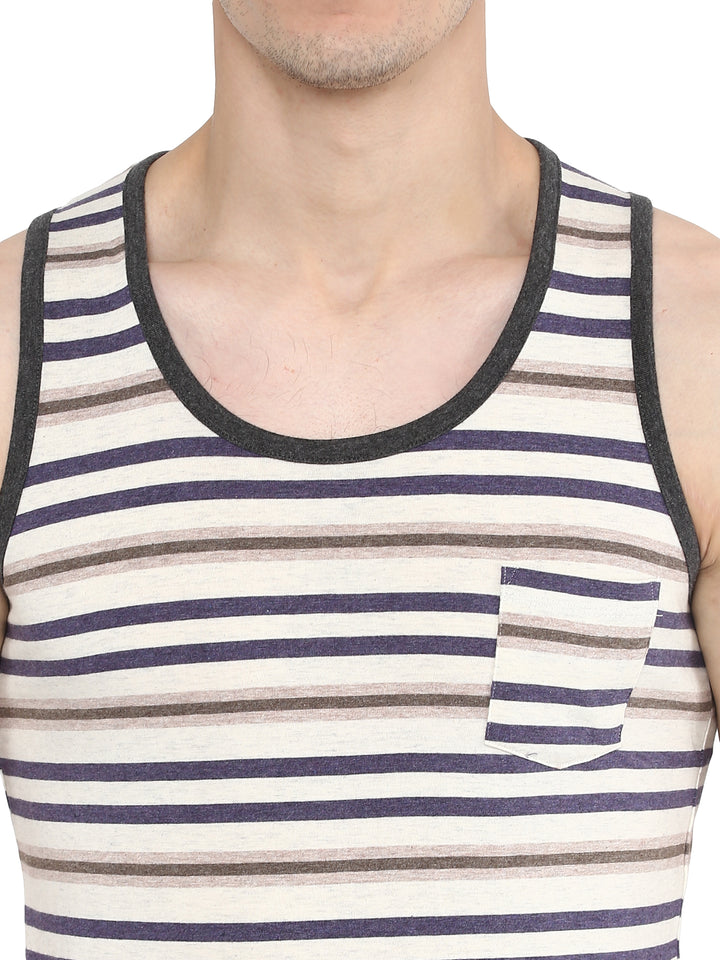 Men's Striped Sports Sleeveless Vest - MultiColor (Clearance - No Exchange No Return)