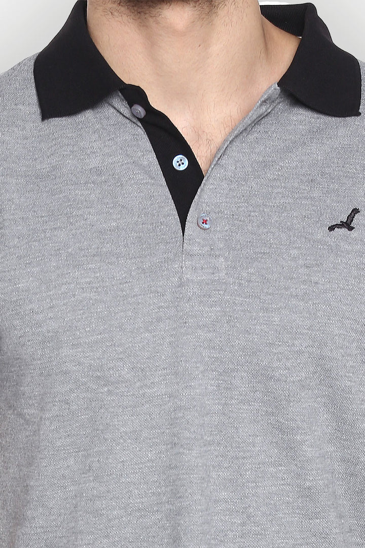 Men's Polo Half Sleeves T-Shirt - Grey Melange