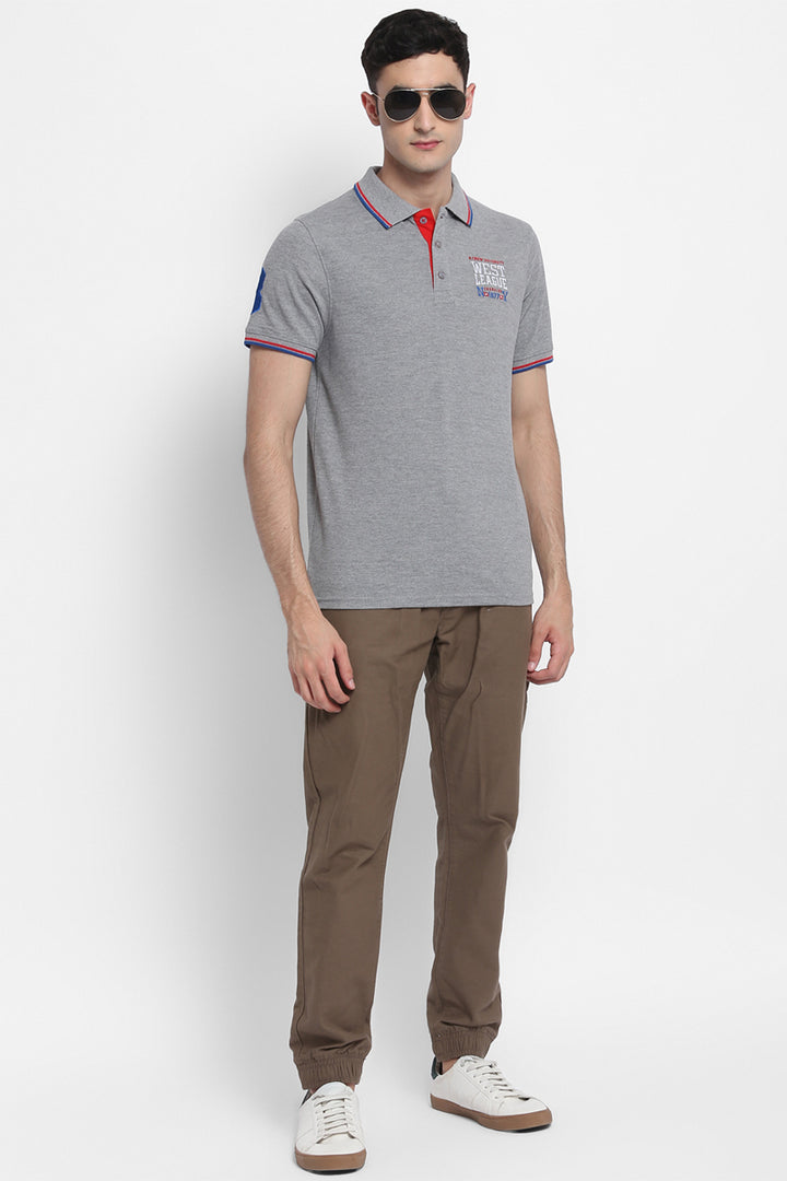 Men's Polo Collar T-Shirt - Grey Melange