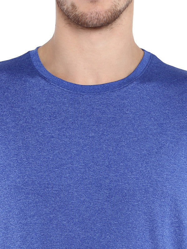 Men's Round Neck Half Sleeves T-Shirts Pack of 2 - Royal Blue Grindle & Charcoal Grindle