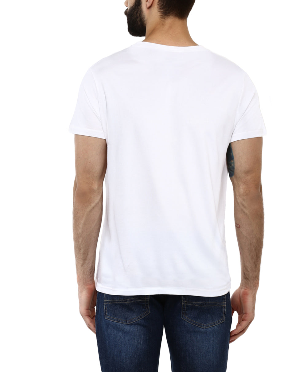 Men's Round Neck Half Sleeves Sports T-Shirts Pack of 2 -White & Blue