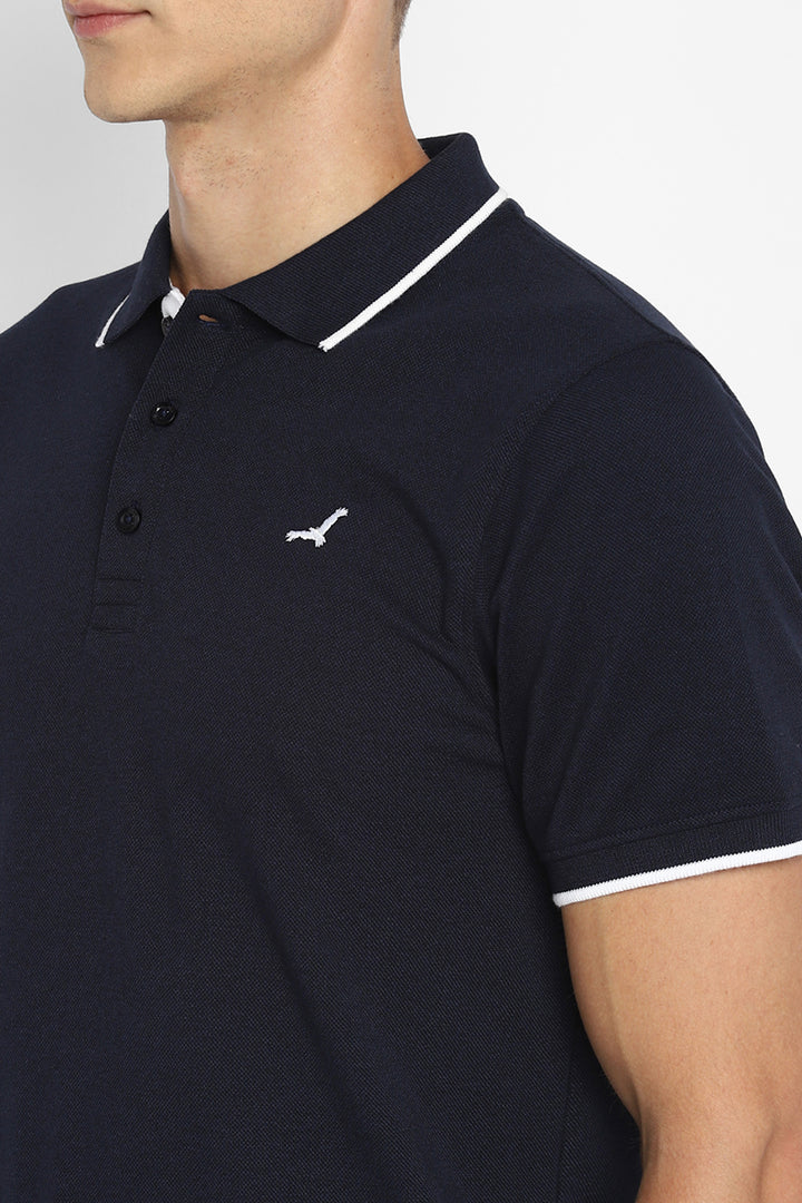 Men's Polo Half Sleeves T-Shirt - Navy Melange