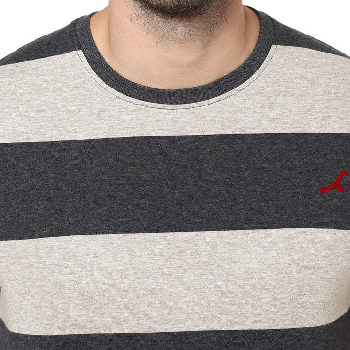 Men's Round Neck T-Shirt - Charcoal Melange and Oatmeal Melange (Clearance - No Exchange No Return)