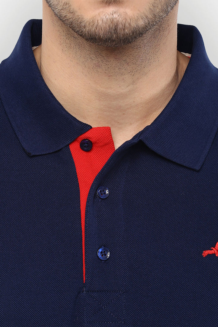 Men's Polo Collar T-Shirt - Navy Blue