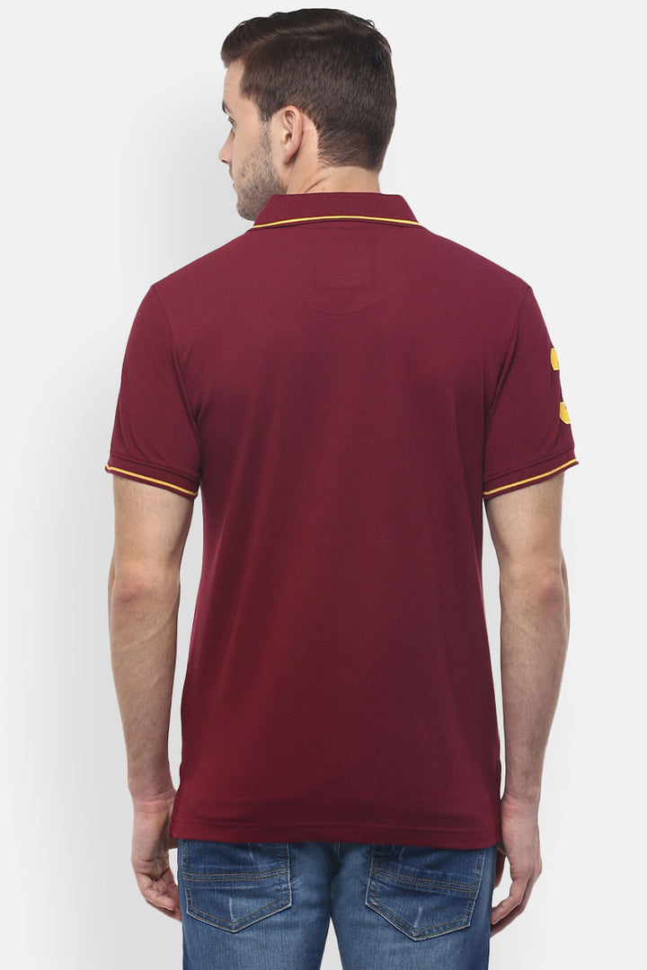 Men's Polo Collar T-Shirt - Burgundy