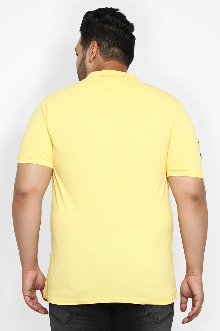 Polo Half Sleeves T-Shirt For Plus Size Men - Pastel Yellow