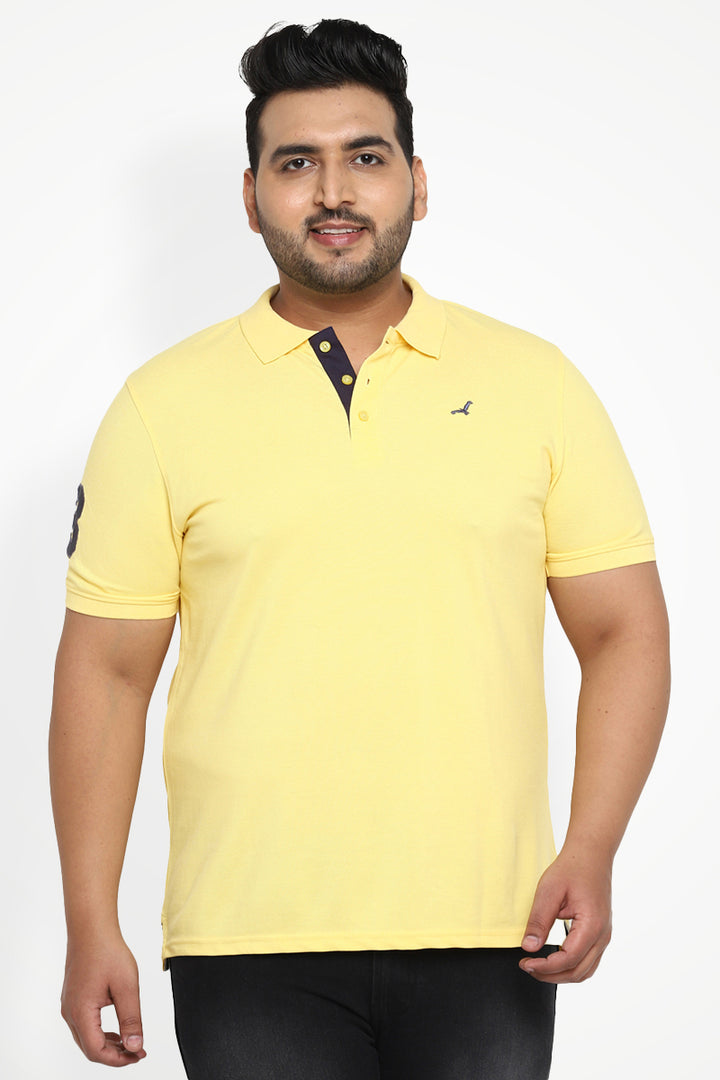 Polo Half Sleeves T-Shirt For Plus Size Men - Pastel Yellow