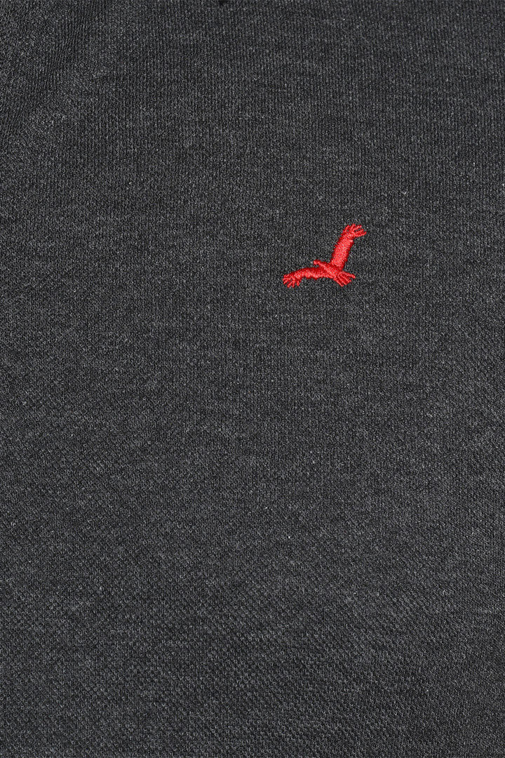Polo Half Sleeves T-Shirt For Plus Size Men - Charcoal Melange